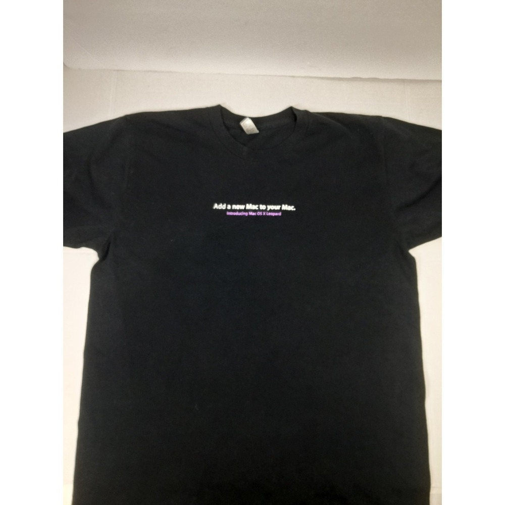 Vintage Y2K Apple Mac OS X Leopard Promo T-Shirt Computers Black Sz M - Picture 3 of 6